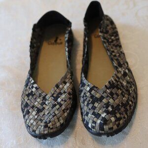 Corkys Womens Sidewalk Shoe Size 10 Flat Ballerina Woven Multi Color Lightweight